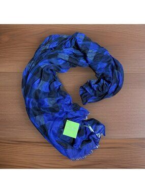 Vera Bradley Scarf Wrap Fringe Alpine Buffalo Check Oblong 74x27" Beachy New NWT